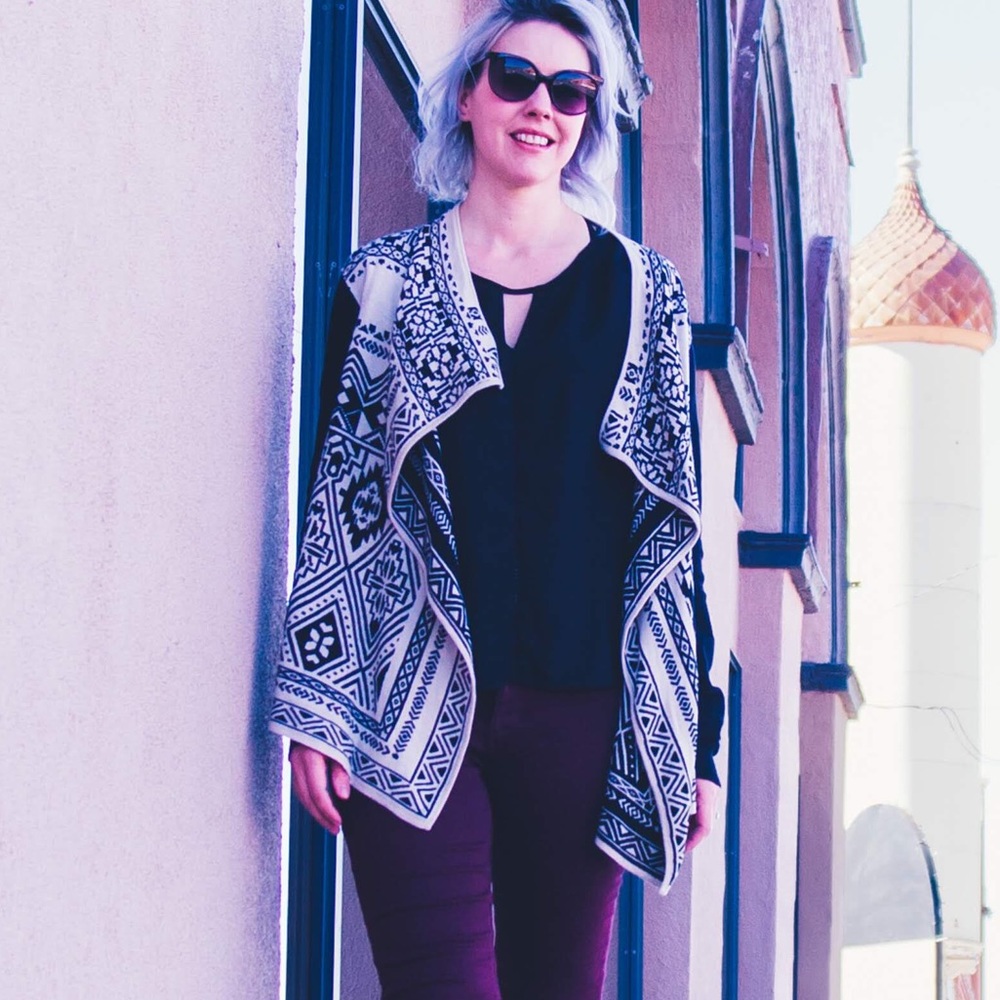 Waterfall cardigan with Aztec design